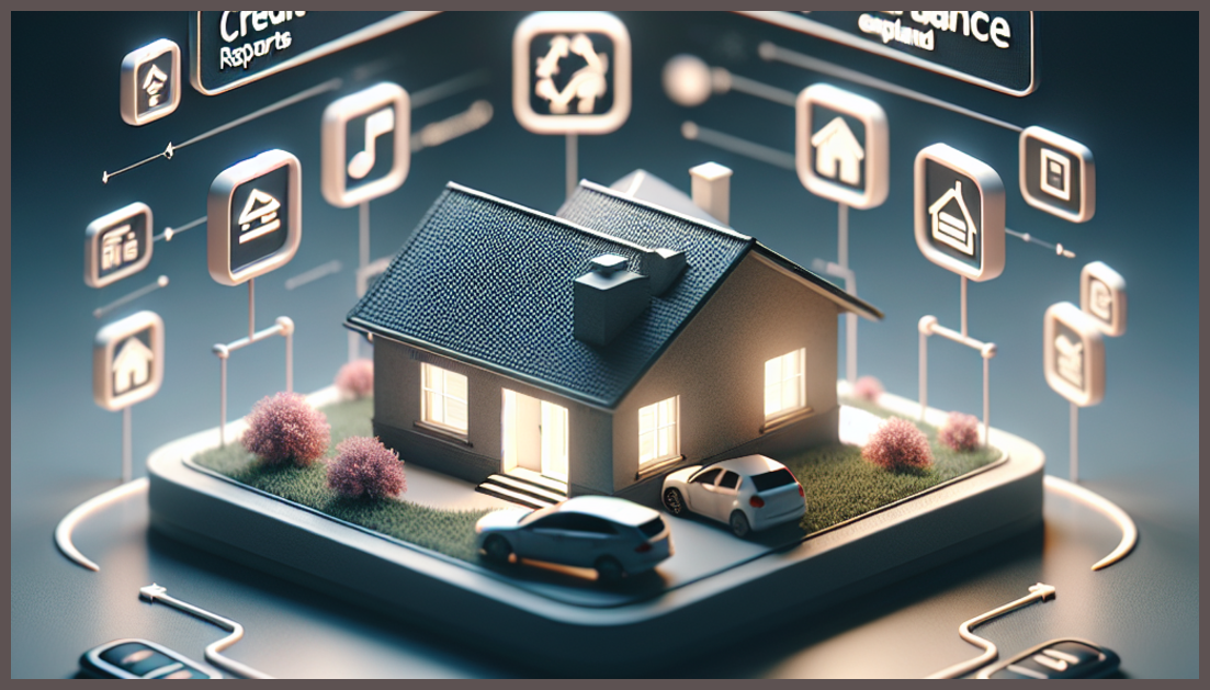 A home and credit score symbolizing insurance and financial security.