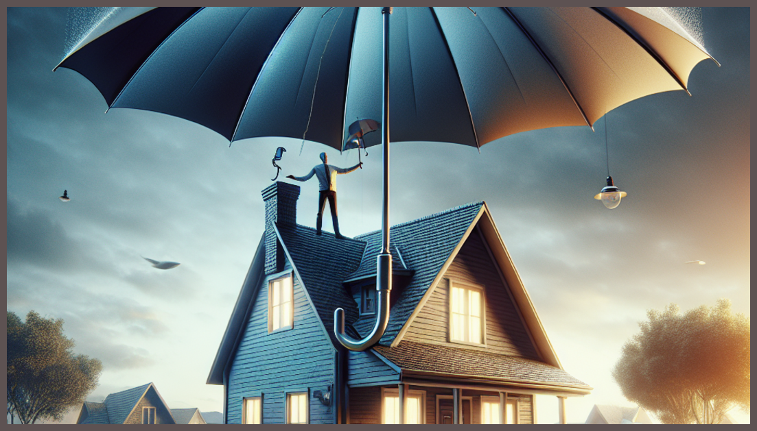 A minimalistic representation of homeowners insurance with a house and shield.