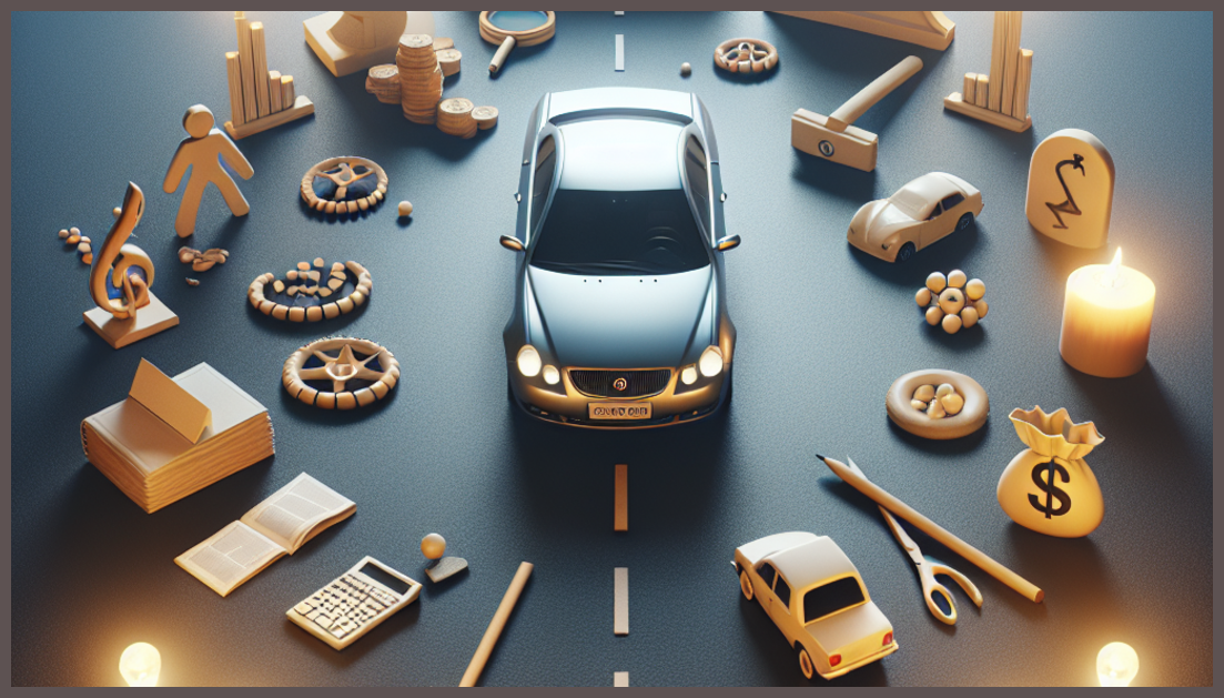 Visual representation of car insurance risks with subtle symbols of trust.