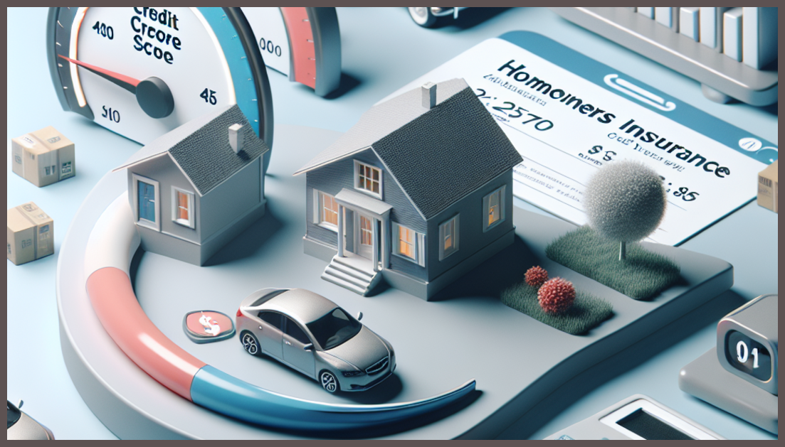 Graphical depiction of homeowners insurance and credit score concept.