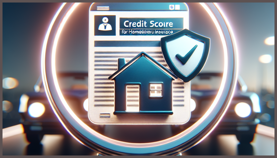 A credit score report with a house and shield symbolizing insurance.