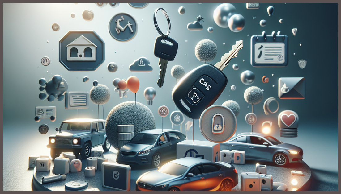 Car insurance elements like credit score and driving record illustrated visually.