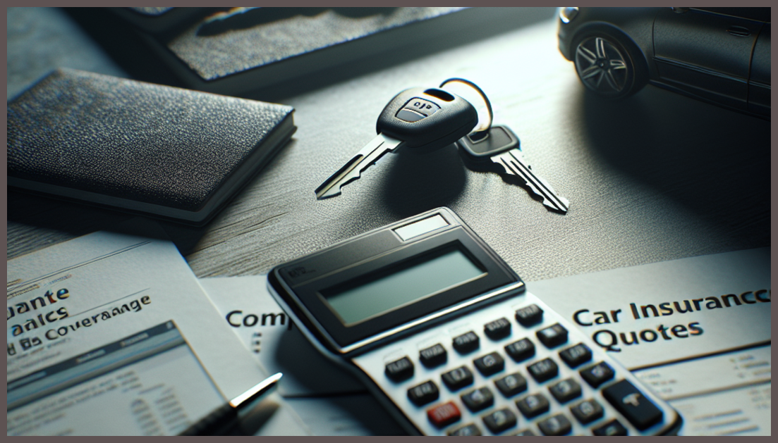 A calculator and car documents symbolizing insurance comparison.